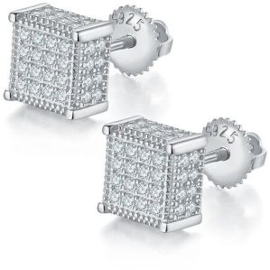 Square Stud Moissanite Diamond Earrings