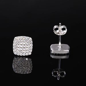 Polished White Gold Round Screw Diamond Earrings Modern