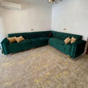 L Shape Sofa Set Standard, Seat Material : Velvet