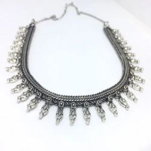 Polished Artificial German Silver Necklace Party Wear, Wedding Wear