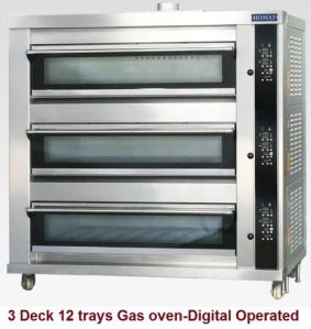 Gas Triple Deck Oven, Color : Silver for Baking, Heating