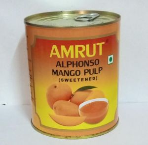 850 Gm Amrut Alphonso Mango Pulp, Color : Yellow, Taste : Sweet