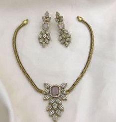 Trendy Baby Pink Simple Jewel Set