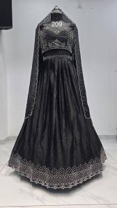 Ladies Unstitched Black Designer Bridal Lehenga Choli