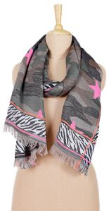 Camoflauge  Pink Star Scarf