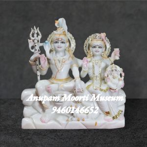 White Marble Shiv Parivar Statue