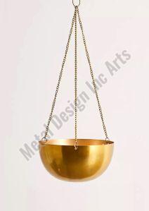 Polished Hanging Brass Planter Pot, Color : Golden For Balcony, Garden, Home, Hotel