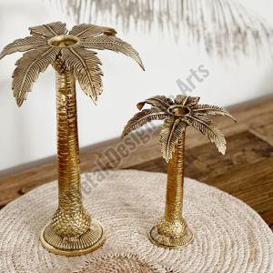 Brass Palm Tree Candle Holder, Design Method : Modern, Packaging Type : Corrugated Box, Quality Available : Optimum