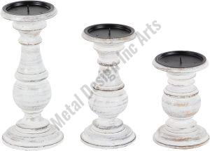 Wooden Pillar Candle Holder For Home, Decoration