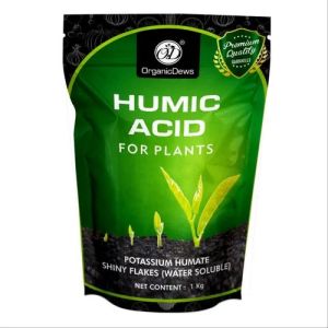 OrganicDews Organic Humic Acid 98 Fertilizer (Water Soluble) Shiny Flakes For Plants - 1 Kg