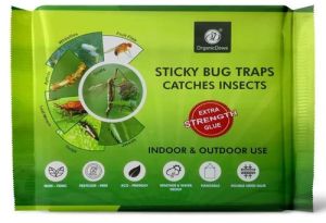 OrganicDews Yellow & Blue Double Sided Sticky Glue Bug Trap (8X6 Inches - 10 Traps) - Pack of 25