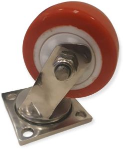 Polyurethane Stainless Steel Trolley Castor Wheel, Color : Red