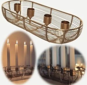 Polished Stainless Steel Candle Holder, Color : Golden For Decoration