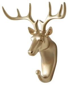 Plain Polished Swamp Deer Modern Metal Wall Hanger, Color : Golden