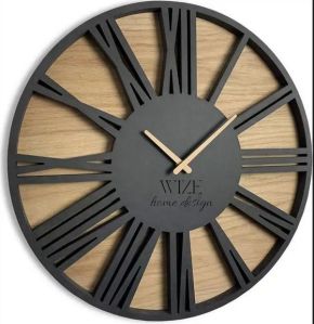 Wood & Metal WTZE Wall Clock, Color : Brown