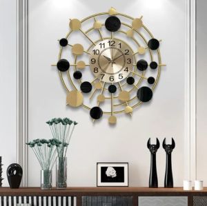 Startherm Engineers Iron Decorative Wall Clock, Color : Gold & Black