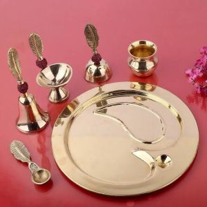 Brass Rudraksh Pooja Thali Set