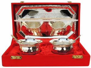 Silver Plated Brass Dryfruit Bowls Set