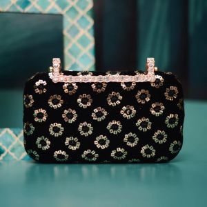 Artklim Black Sequence Evening Clutch Bag for Women