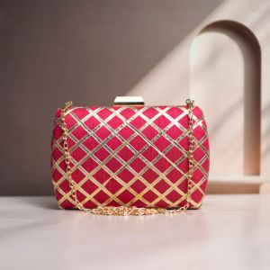 Artklim Pink Ethnic Party Clutch Bag for Women