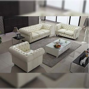 6 Seater Sofa Set:- Chesterfield (3+2+1) Hardwood Leatherette Sofa Set (Black)