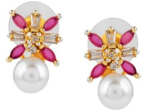 Garnet Cascade Pearl Tops Women Earring