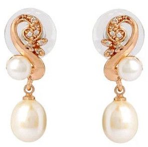 Graceful Plunge Women Pearl Earrings