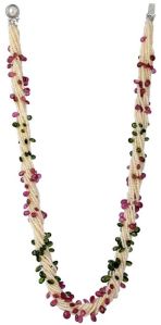 Twisted Gemstone &AMP;AMP; Women Pearl Necklace With Multicolour Tourmaline
