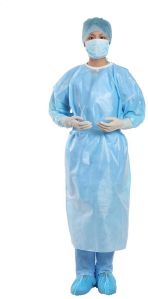 Plain Disposable CPE Gown, Color : Blue for Hospital, Surgical