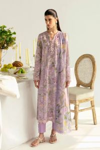 Women Qalamkar Q Prints Unstitched Material Suit