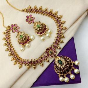 Women Short South-Necklace-O-2760-Black mat-Multi