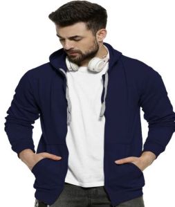 Blue Colour Premium Zip Hoodie For Men