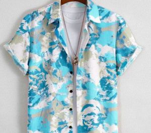 Men Aqua Printed Regular Fit Shirt