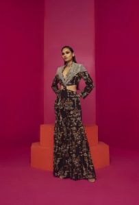 BLACK EMBROIDERED Ladies BLAZER SET