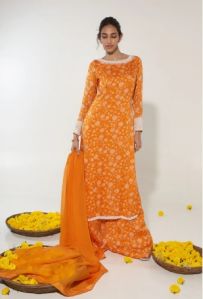 ORANGE & WHITE Ladies Kurta Set