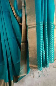 BLUE & GOLD MATKA SILK SAREE
