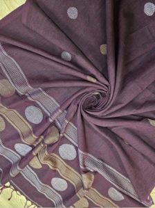 Deep Magenta Handspun Cotton Jamdani Dupatta
