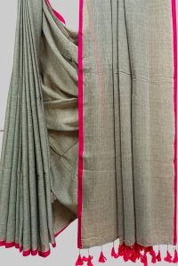 GREY & PURPLE SOFT HANDLOOM MUL COTTON SAREE