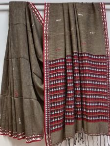Handloom Magic Light Brown Tussar Silk Saree
