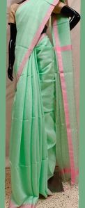 MINT GREEN MATKA SILK SAREE WITH HANDWOVEN SEQUIN ANCHAL