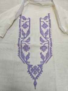 OFF-WHITE HANDWOVEN COTTON UNISEX JAMDANI KURTA PIECE