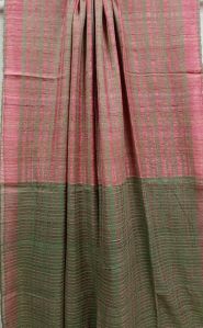OLD ROSE PINK & PISTA GREEN TUSSAR SILK SAREE