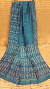 Peacock Blue Matka Silk Saree