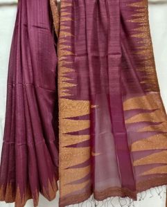 PLUM & GOLD MATKA SILK SAREE WITH TEMPLE