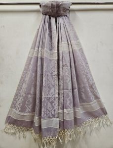 VIOLET & WHITE JAMDANI HANDLOOM DUPATTA