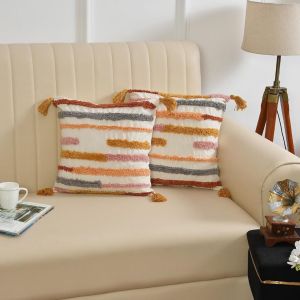 Cotton Artisanal Tufted Cushion Cover 16 Inches X 16 Inches
