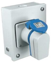 Panel Mounting Socket Outlet Angled IP67, 4 Pin, 63Amp