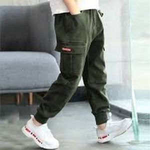 Plain Dobby Boys Cargo Pants, Color : Green, Technics : Machine Made