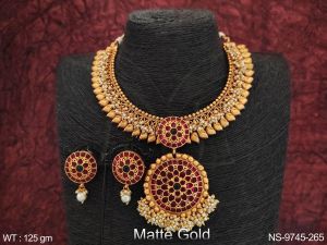 Polished NS-9745-265 Kemp Stone Necklace Set, Color : Multi Color