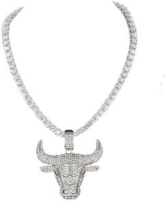 Mens Bull Diamond Pendant